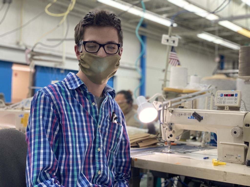 IFB Solutions employee works on mask production for the US Navy